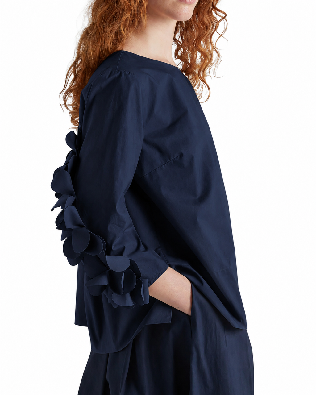 MEIMEIJ M6EA69 blusa donna blu scuro svasata Made in Italy