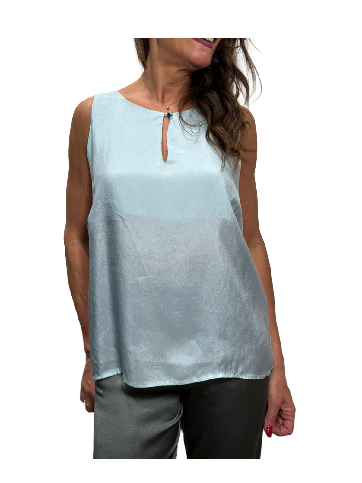 WU'SIDE canotta donna cielo in viscosa art. CTA 26327 Made in Italy (Copia)