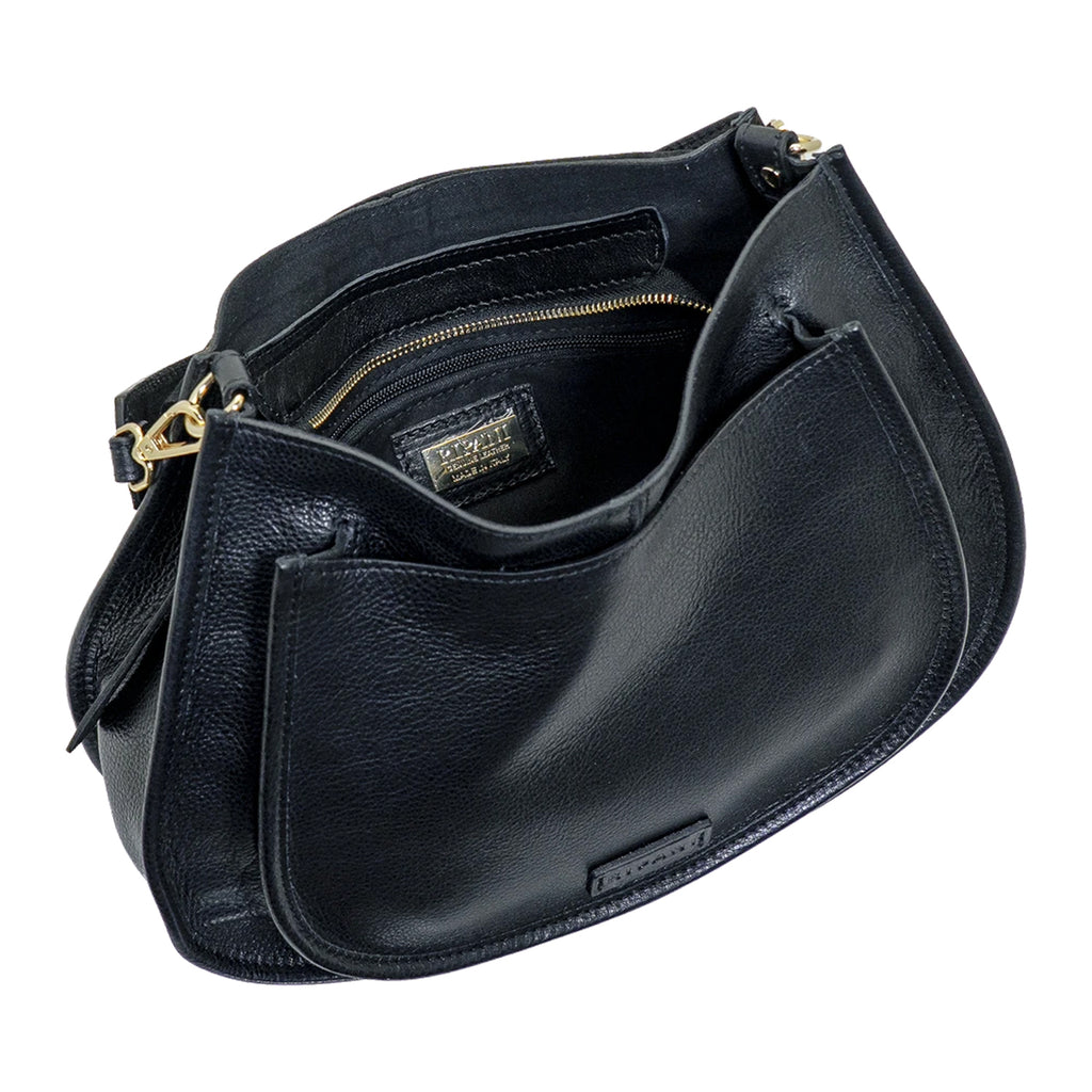 RIPANI Bina 1081MC Borsa a Spalla L Nera in Pelle Scamosciata Made in Italy