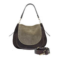 RIPANI Bina 1081MC Borsa a Spalla L Marrone con Patta Tortora in Pelle Scamosciata Made in Italy