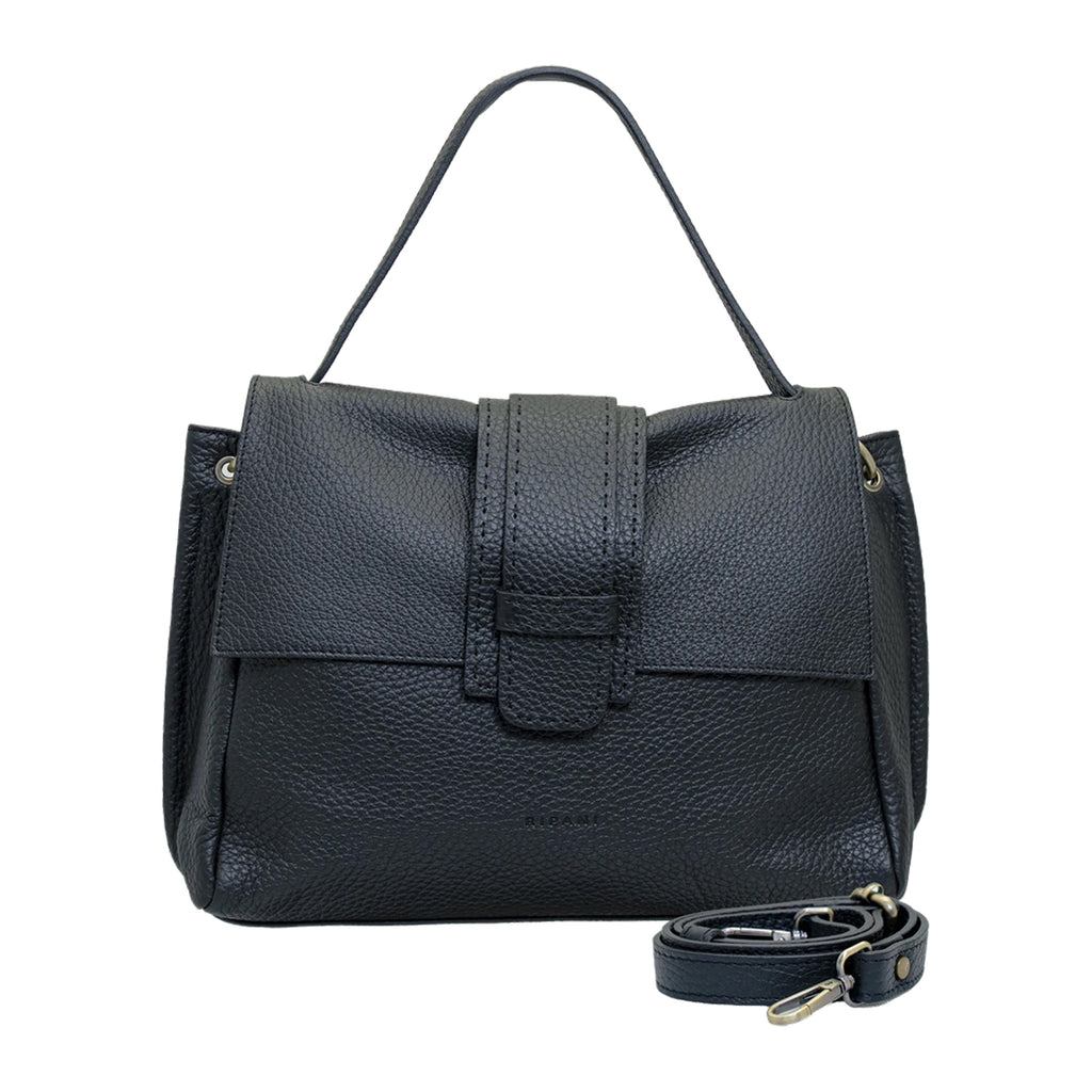 RIPANI Marina 1141CF Borsa a Spalla L Nera in Pelle Effetto Bufalo Made in Italy