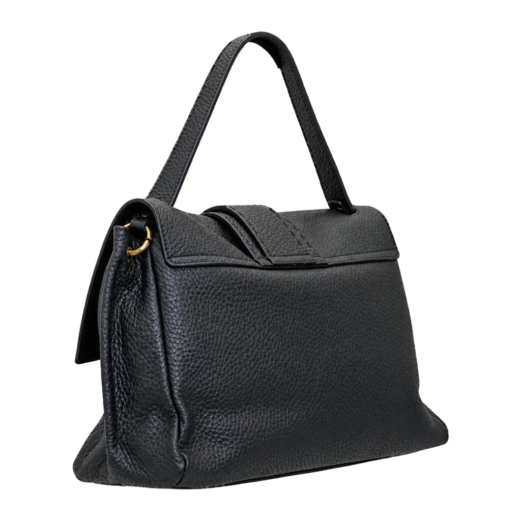RIPANI Marina 1141CF Borsa a Spalla L Nera in Pelle Effetto Bufalo Made in Italy
