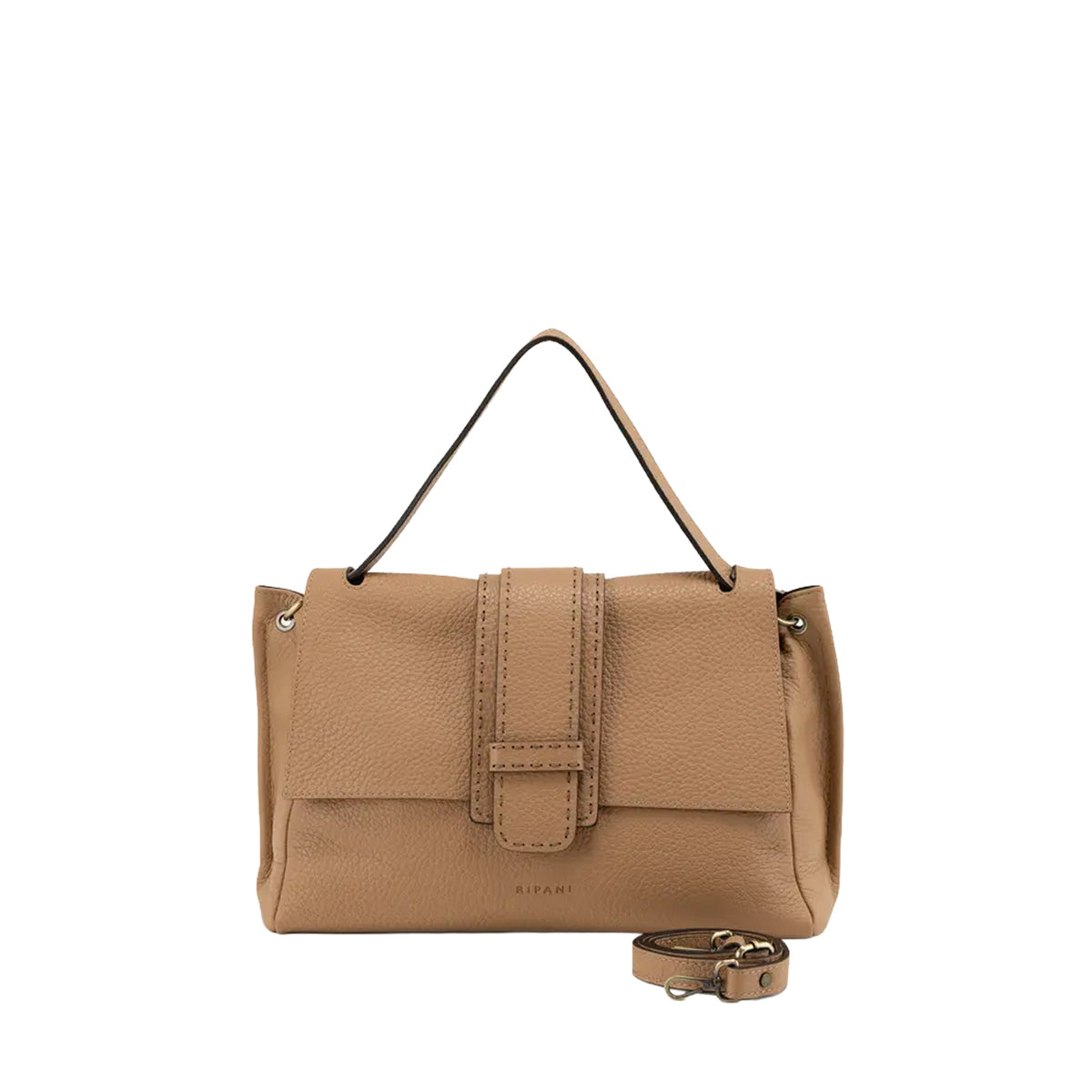 RIPANI Marina 1141CF Borsa a Spalla L Nocciola in Pelle Effetto Bufalo Made in Italy