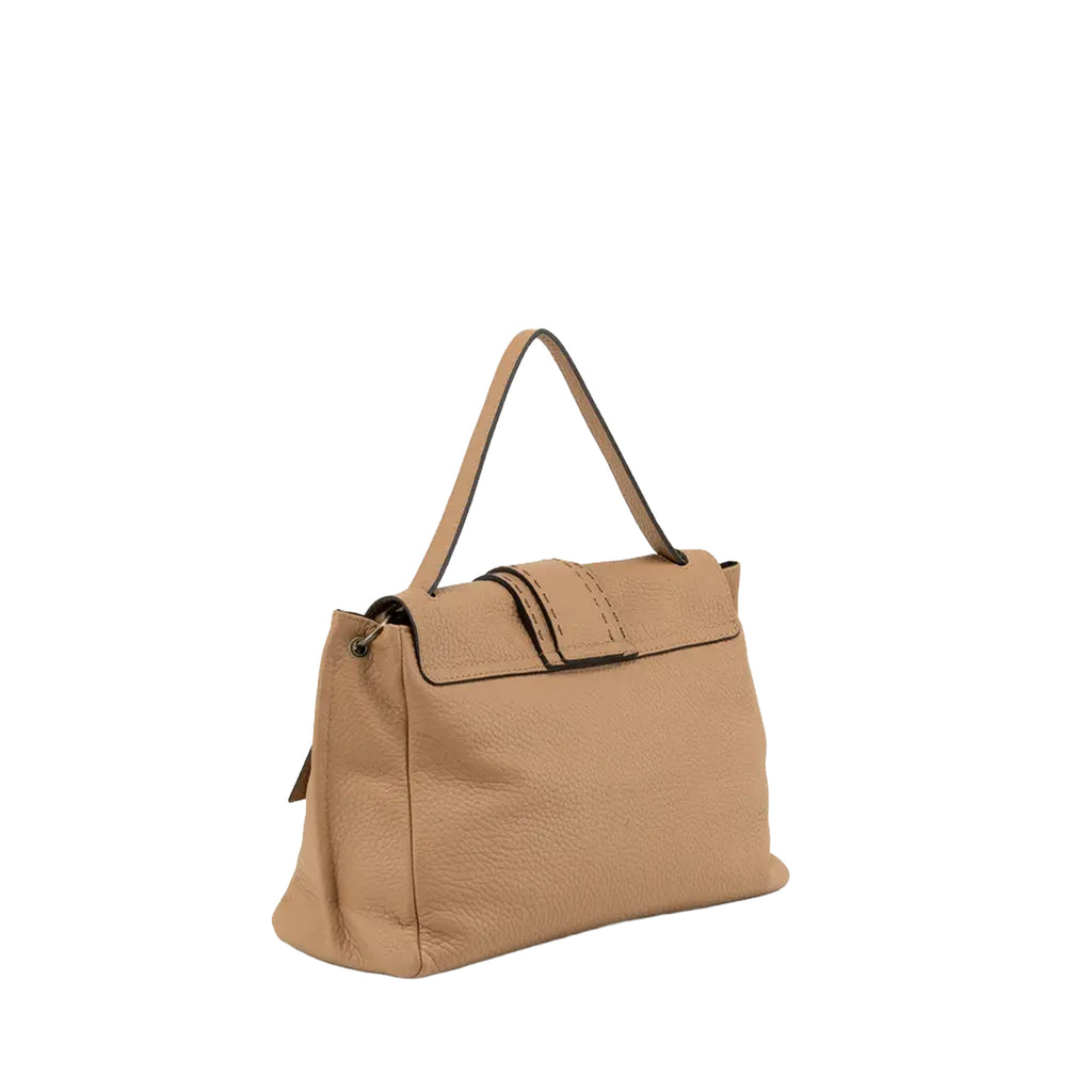 RIPANI Marina 1141CF Borsa a Spalla L Nocciola in Pelle Effetto Bufalo Made in Italy