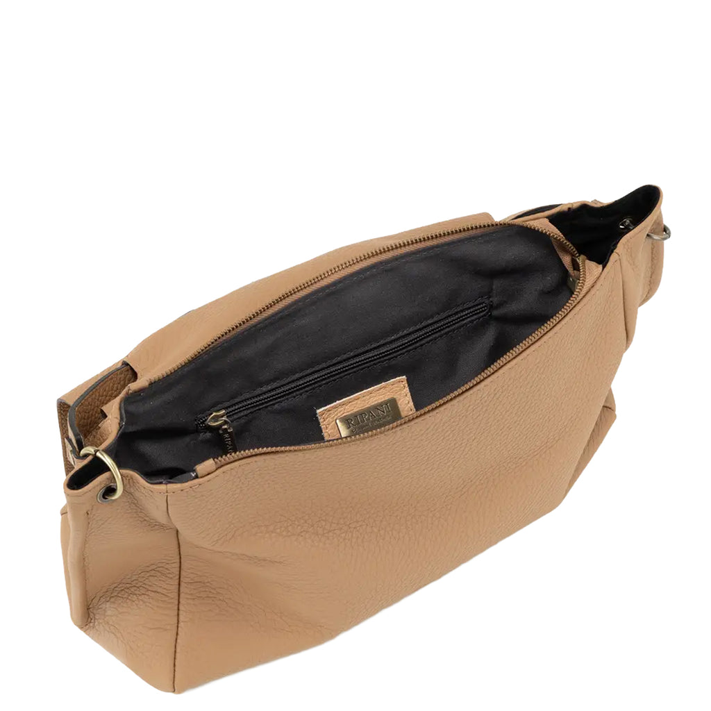 RIPANI Marina 1141CF Borsa a Spalla L Nocciola in Pelle Effetto Bufalo Made in Italy