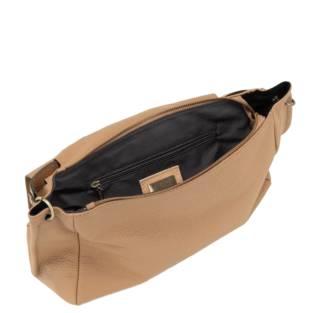 RIPANI Marina 1141CF Borsa a Spalla L Nocciola in Pelle Effetto Bufalo Made in Italy