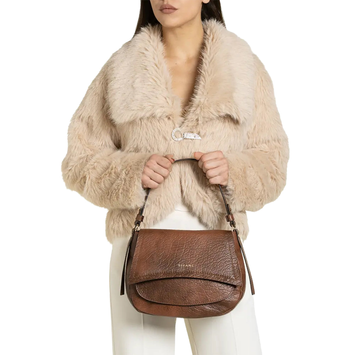 RIPANI – Borsa a Spalla M GISELE 1162EF Marrone in Vera Pelle Made in Italy