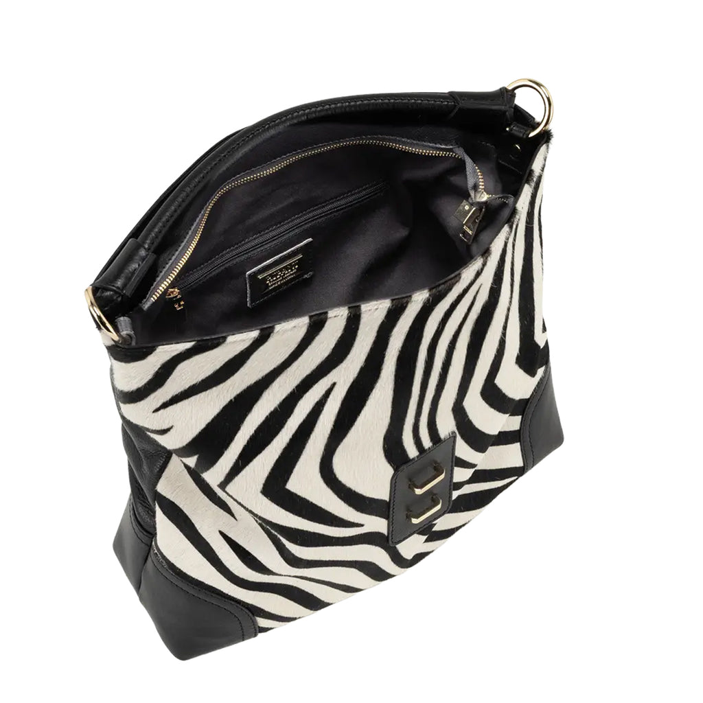RIPANI Hilda 1185MZ Borsa a Spalla L Zebra/Nero in Pelle Made in Italy