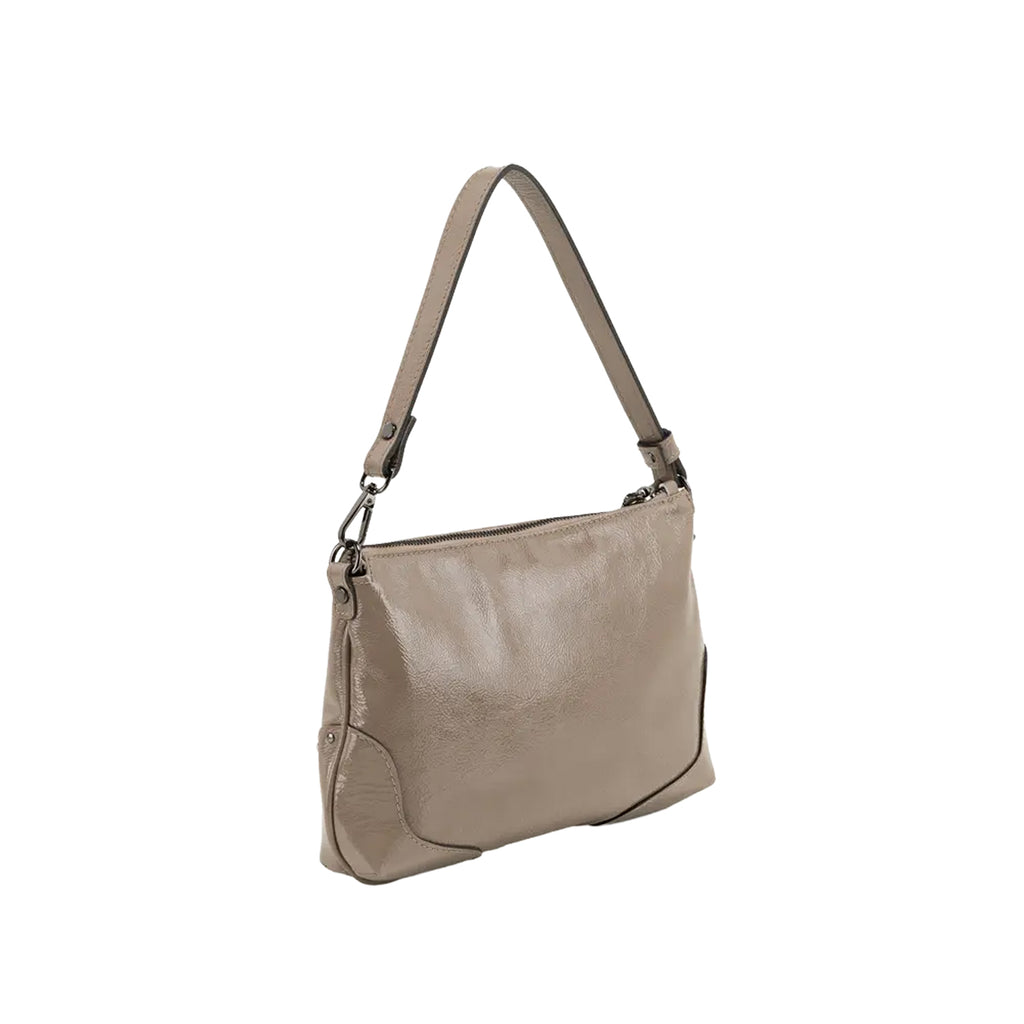 RIPANI MARYAM 1381QQ Borsa a Spalla S Tortora in Pelle Effetto Vernice Made in Italy