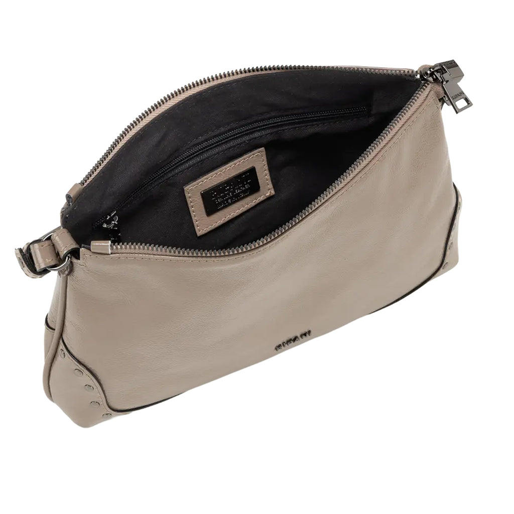 RIPANI MARYAM 1381QQ Borsa a Spalla S Tortora in Pelle Effetto Vernice Made in Italy