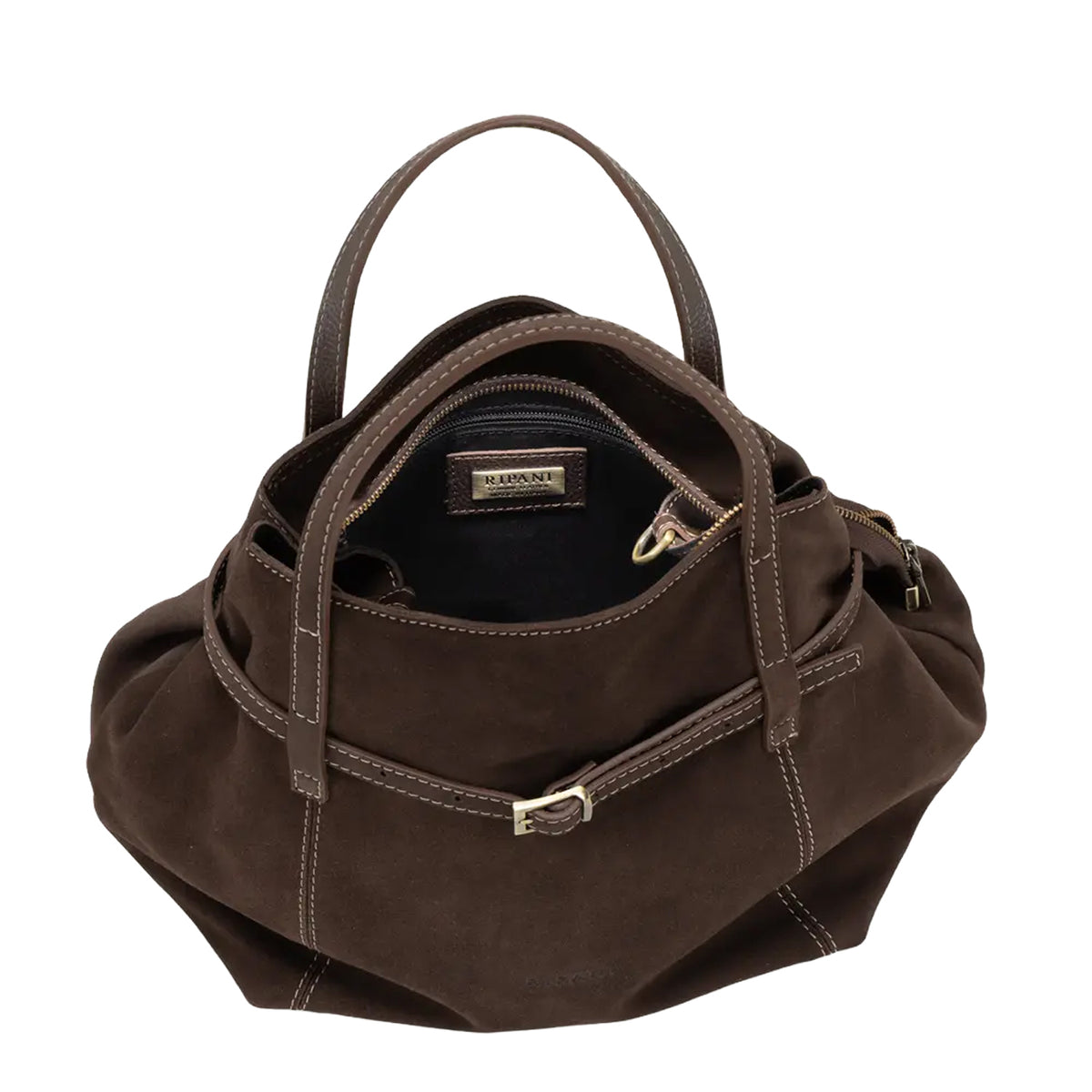RIPANI IRIS 1391ON Borsa a Mano L Moro in Pelle Scamosciata Made in Italy