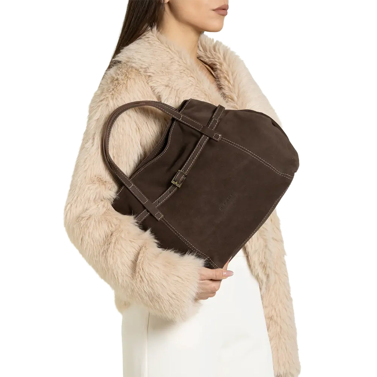 RIPANI IRIS 1391ON Borsa a Mano L Moro in Pelle Scamosciata Made in Italy