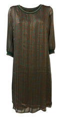 LA FEE MARABOUTEE abito donna manica 3/4 fantasia brik/verde/oro FC5088 MADE IN ITALY