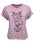 EMPATHIE T-shirt donna rosa manica scesa mod S2100202 100% cotone MADE IN ITALY