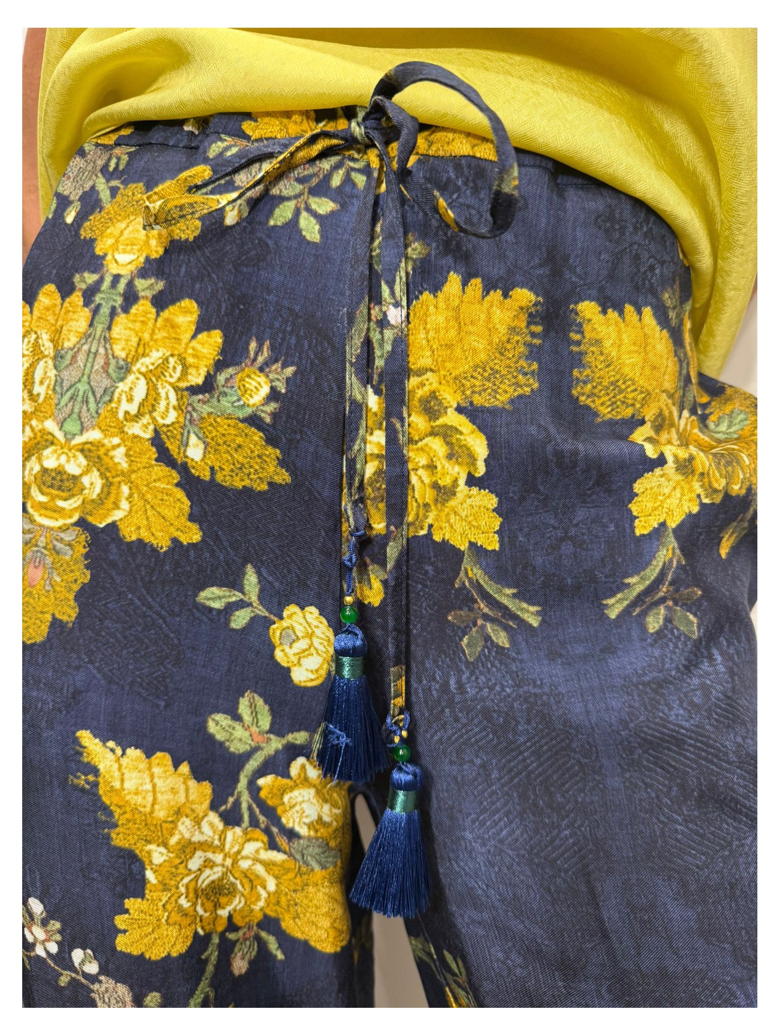 WU’SIDE pantalone donna floreale blu art. PI 26283 in viscosa Made in Italy