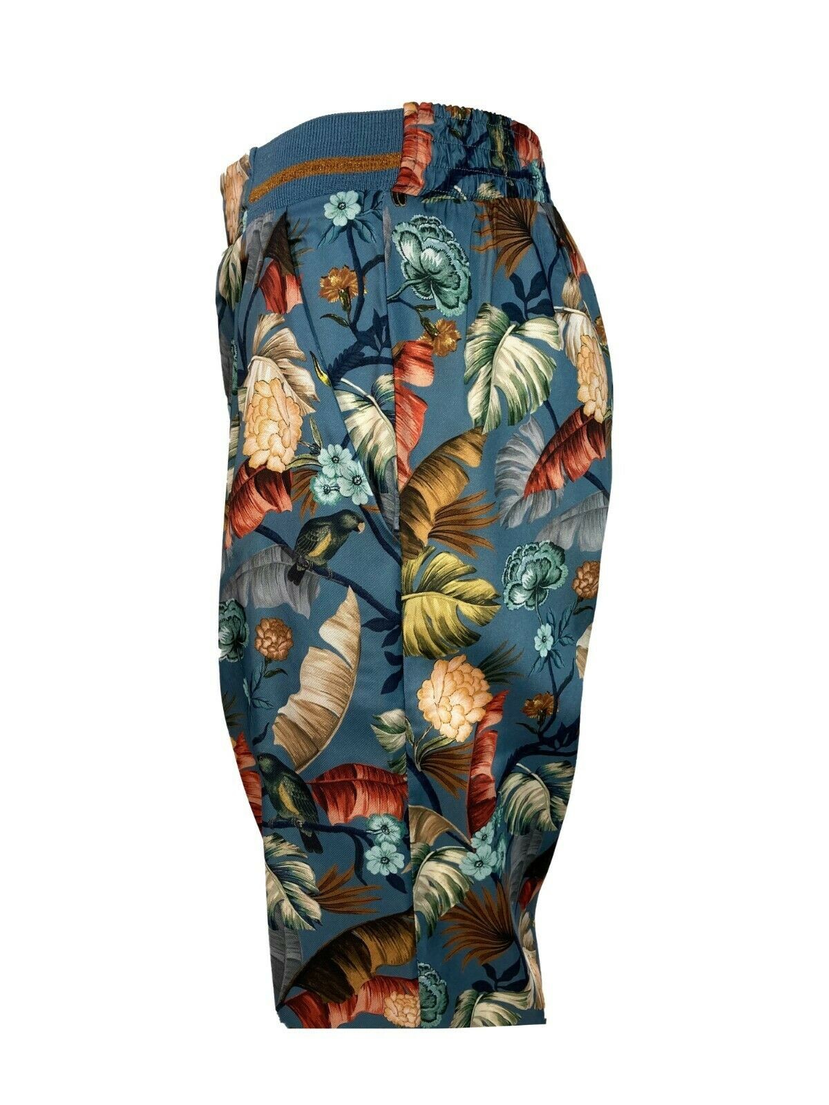 LA FEE MARABOUTEE pantalone donna fantasia celeste/fiori art FA-PA-LAUDE MADE IN ITALY