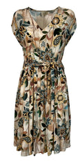 LA FEE MARABOUTEE abito donna fantasia beige/giallo/verde art FA-RO-LALAINA MADE IN ITALY