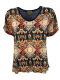 LA FEE MARABOUTEE t-shirt donna fantasia+maglia unita blu art FA-TS-MISSY