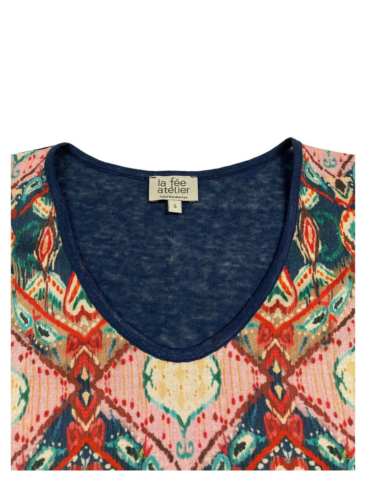 LA FEE MARABOUTEE t-shirt donna fantasia+maglia unita blu art FA-TS-MISSY