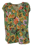 LA FEE MARABOUTEE blusa donna fantasia verde art FA-TO-LISE 100% viscosa MADE IN ITALY