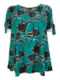 FEELING by JUSTMINE t-shirt donna fantasia moro/smeraldo svasata art E2658681 MADE IN ITALY