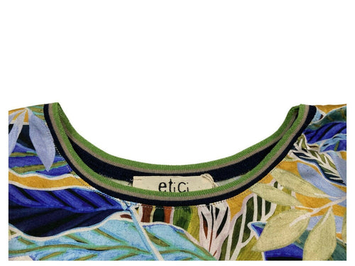 ETICI blusa donna mezza manica fantasia giallo/verde/azzurro art E1/3825 MADE IN ITALY