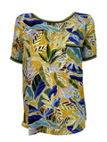 ETICI blusa donna mezza manica fantasia giallo/verde/azzurro art E1/3825 MADE IN ITALY