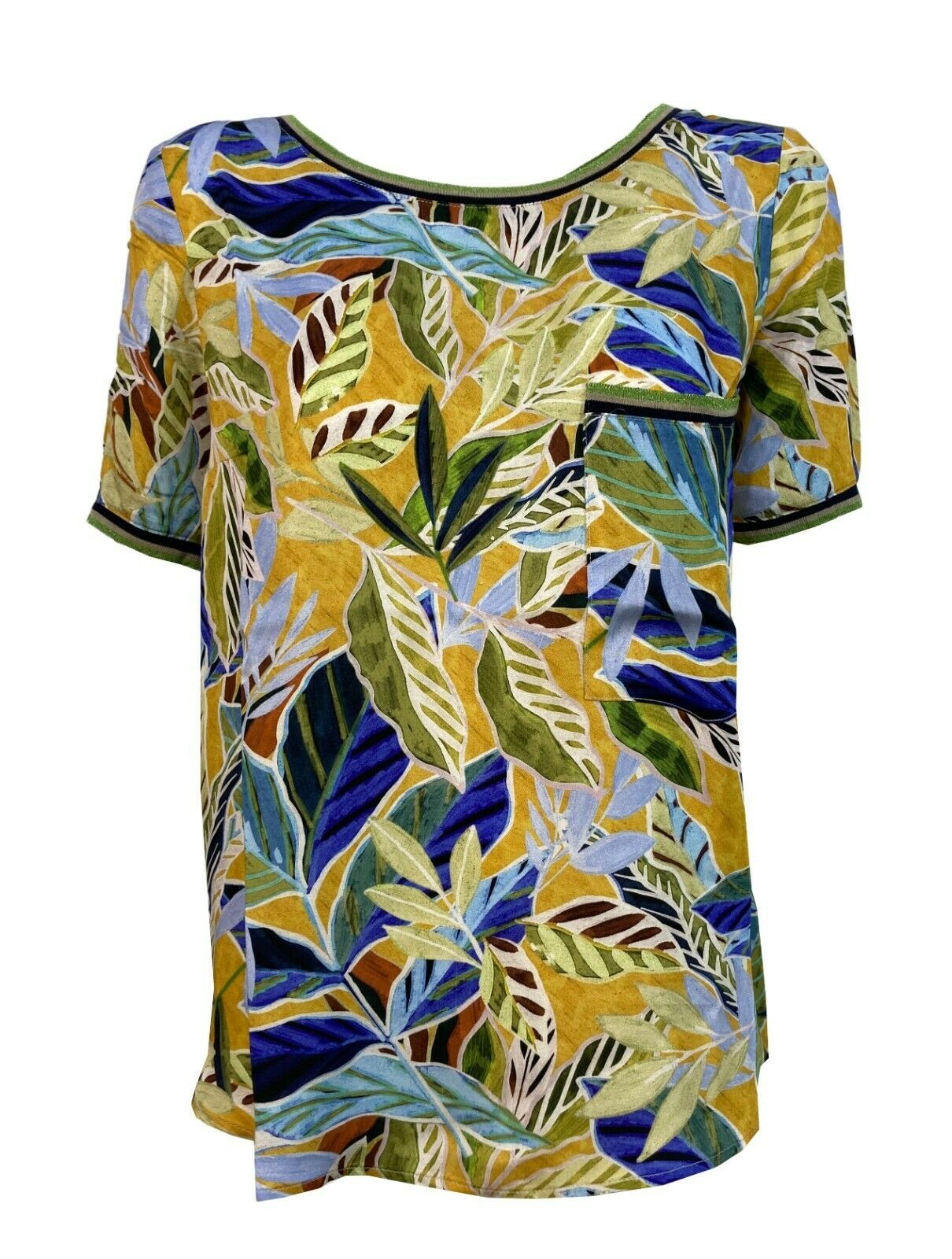 ETICI blusa donna mezza manica fantasia giallo/verde/azzurro art E1/3825 MADE IN ITALY