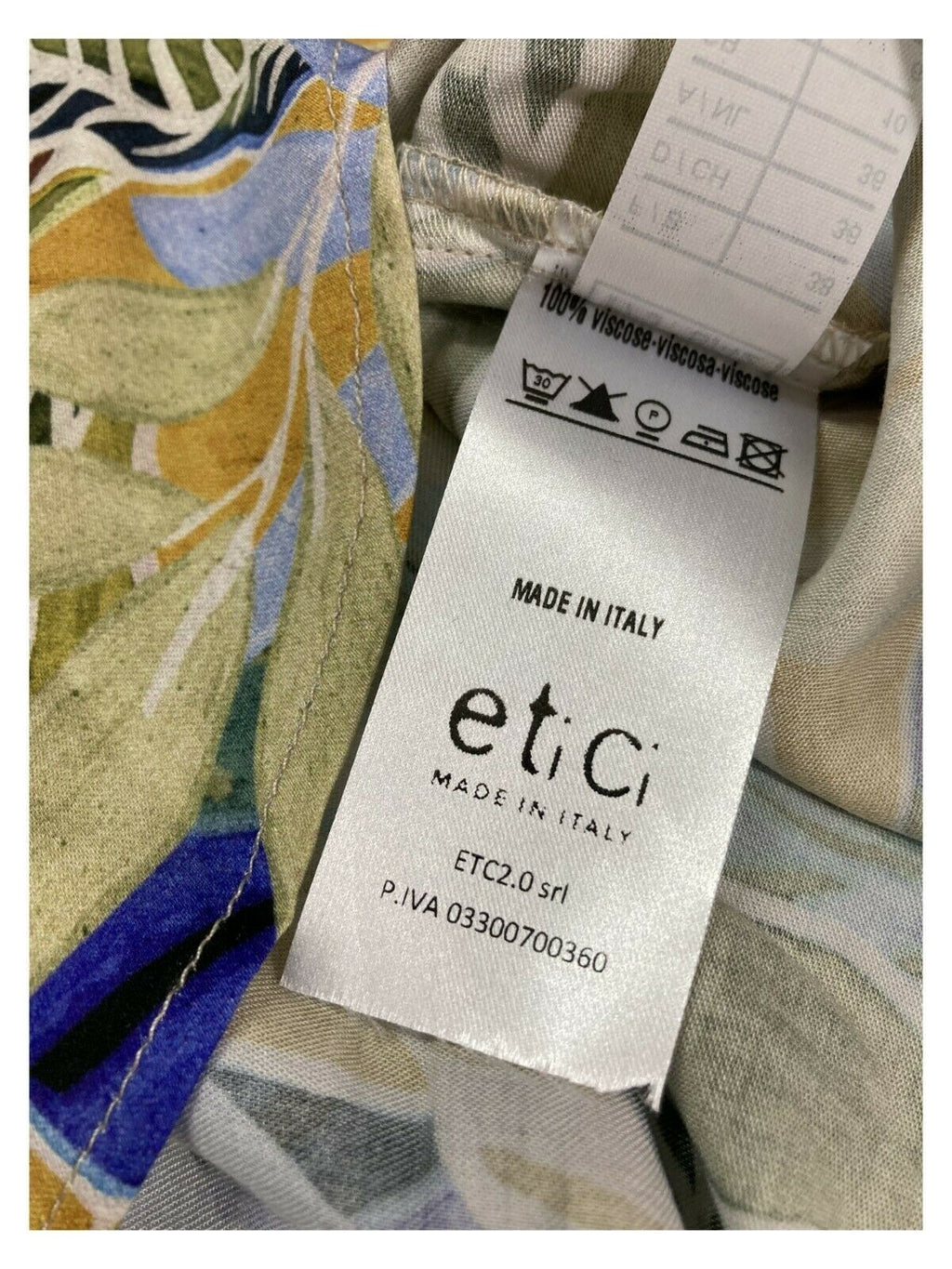 ETICI blusa donna mezza manica fantasia giallo/verde/azzurro art E1/3825 MADE IN ITALY