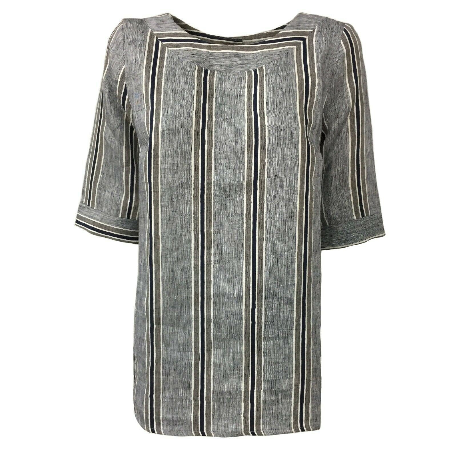 ETiCi Blusa donna lino over mezza manica a righe art E1/7414/20 MADE IN ITALY