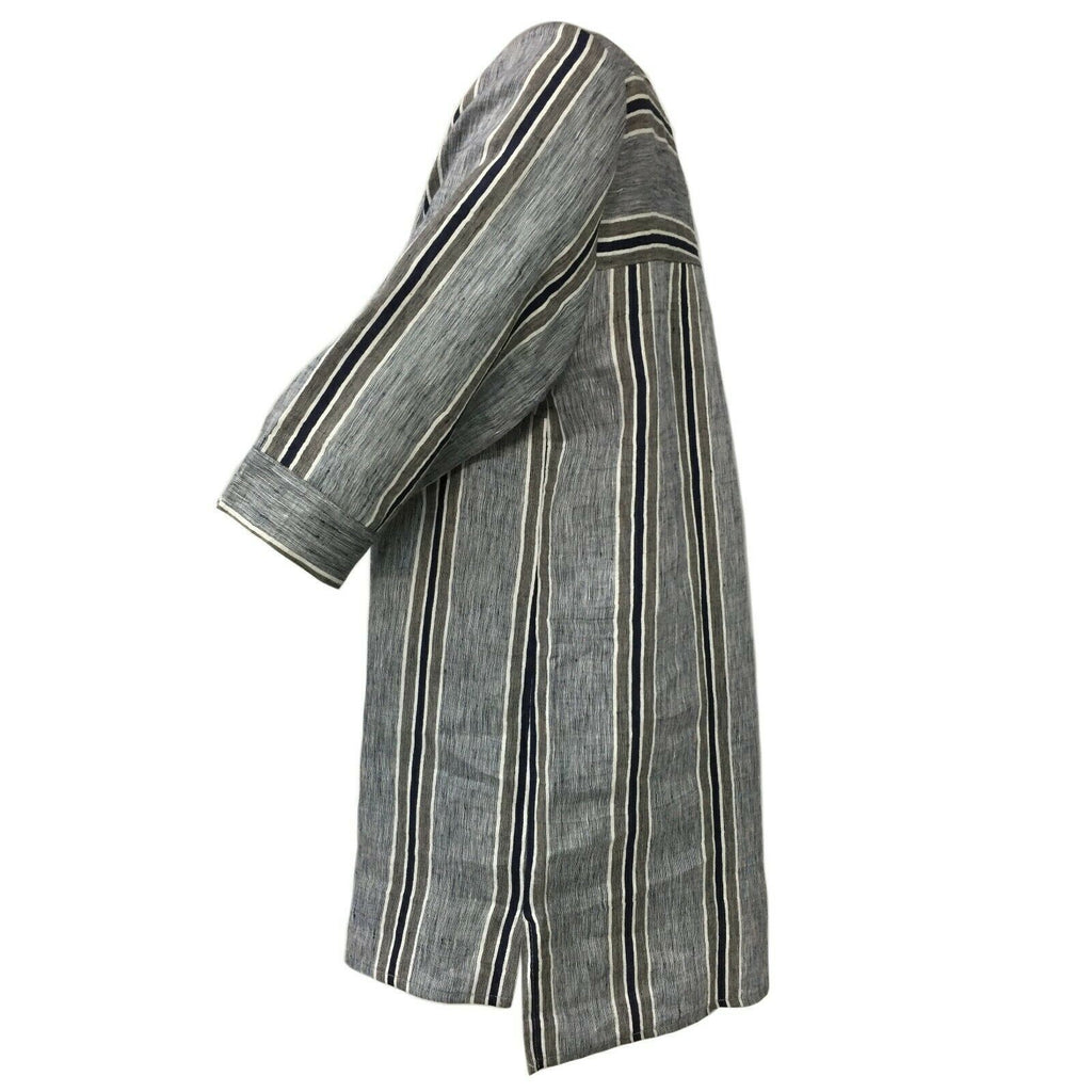 ETiCi Blusa donna lino over mezza manica a righe art E1/7414/20 MADE IN ITALY