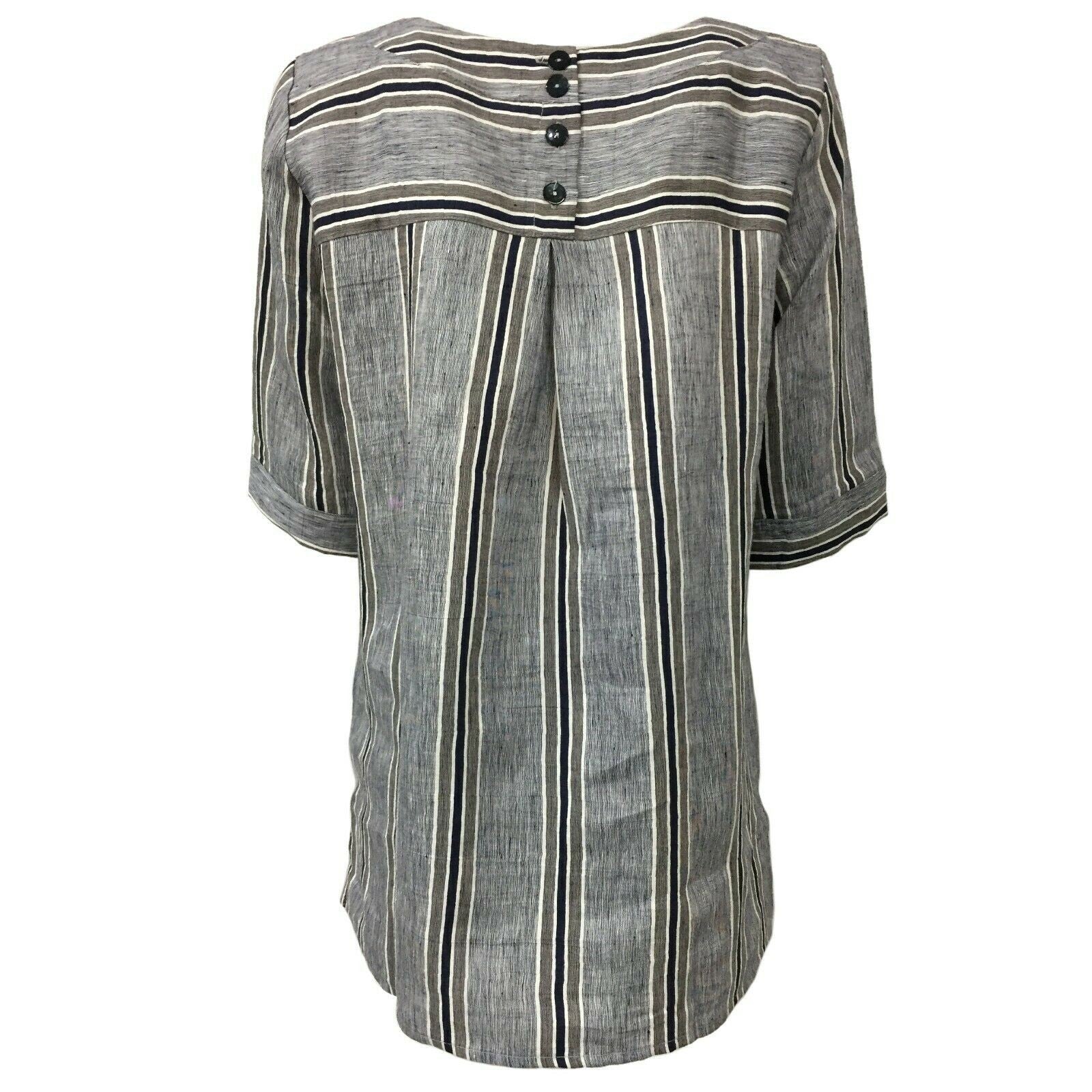 ETiCi Blusa donna lino over mezza manica a righe art E1/7414/20 MADE IN ITALY