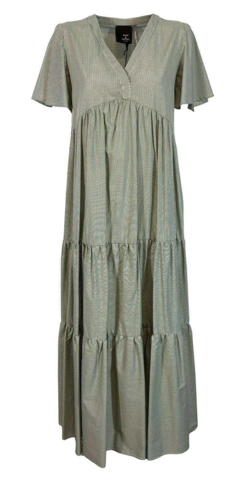 PRET A PORTER VENEZIA abito donna lungo quadretti vichy bianco/verde art SUSHI 100% cotone MADE IN ITALY