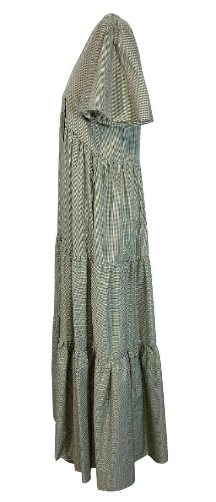 PRET A PORTER VENEZIA abito donna lungo quadretti vichy bianco/verde art SUSHI 100% cotone MADE IN ITALY