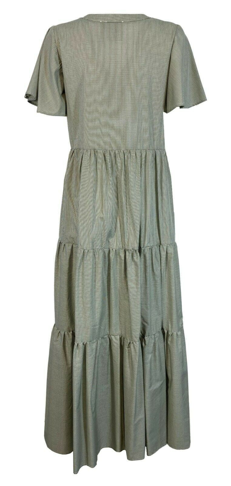 PRET A PORTER VENEZIA abito donna lungo quadretti vichy bianco/verde art SUSHI 100% cotone MADE IN ITALY