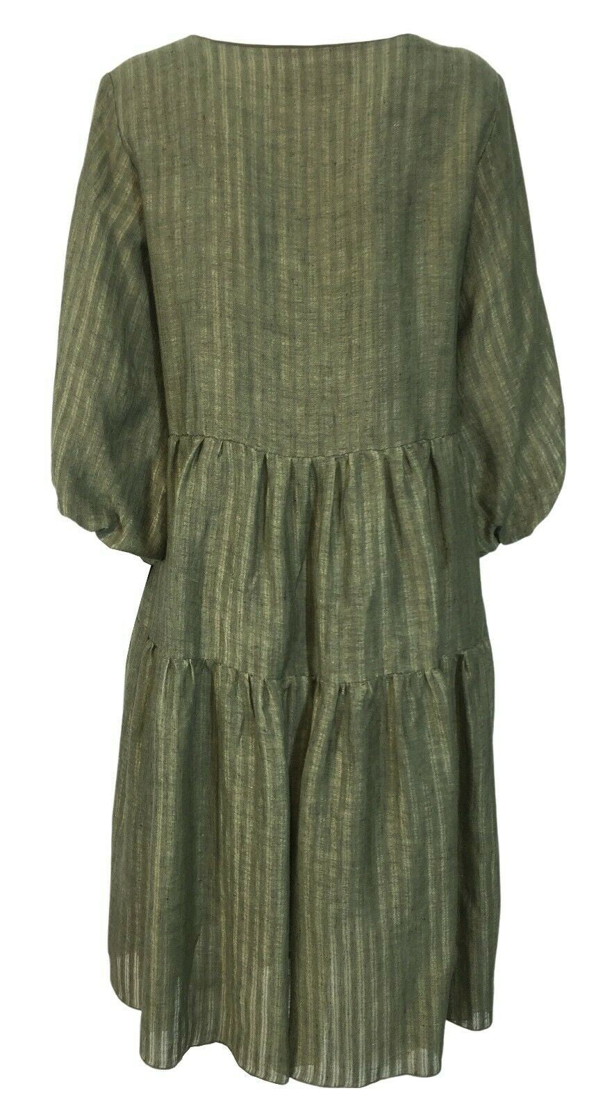 PRET A PORTER VENEZIA abito donna foderato verde art VANIGLIA 100% lino MADE IN ITALY