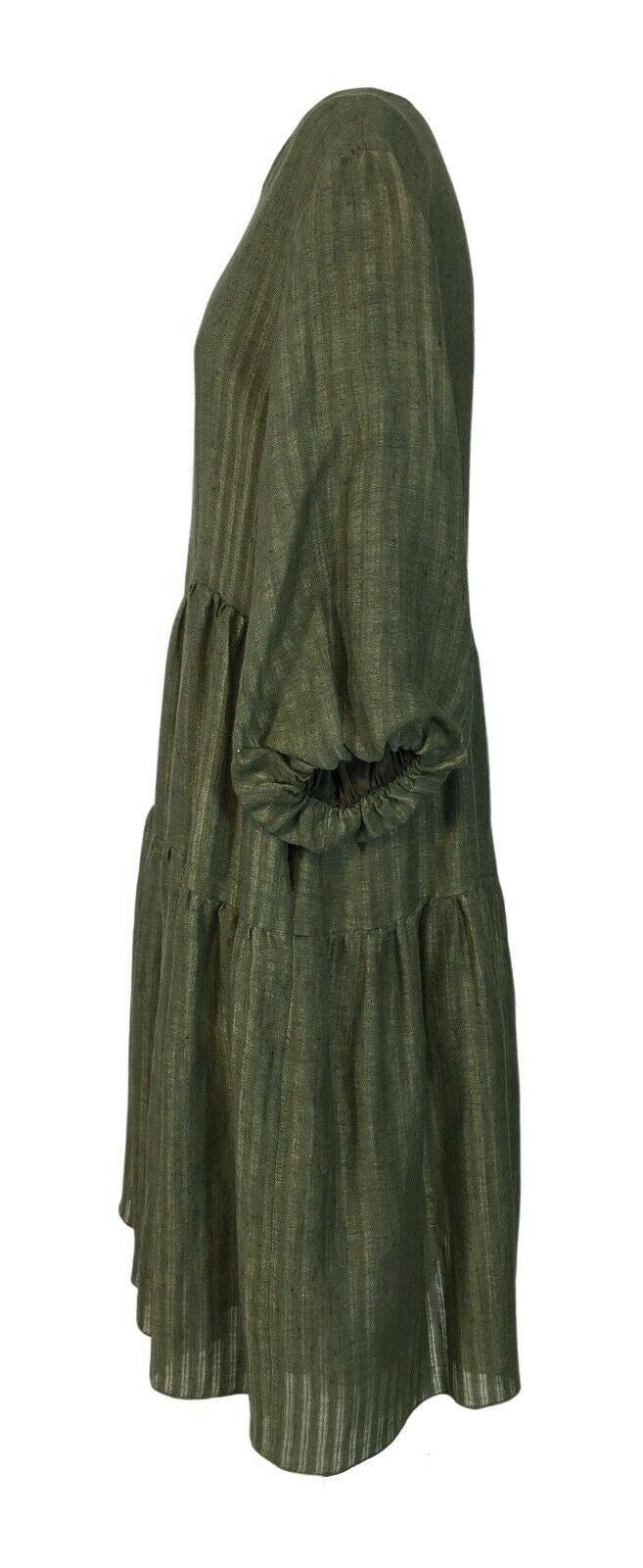 PRET A PORTER VENEZIA abito donna foderato verde art VANIGLIA 100% lino MADE IN ITALY