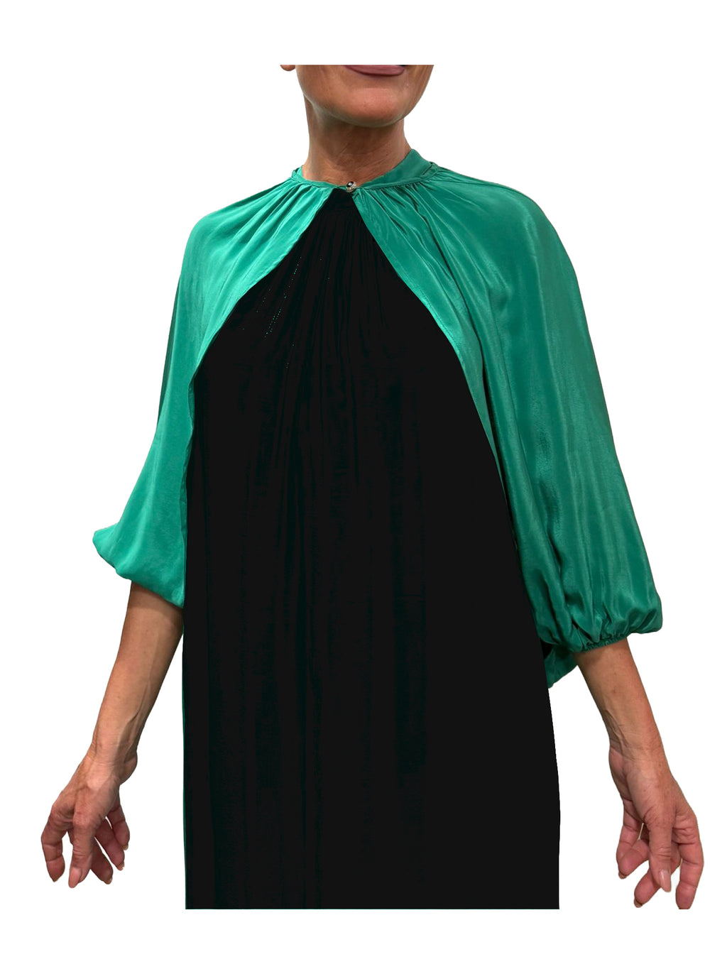 WU’SIDE coprispalla donna smeraldo art. CSP 26359 in viscosa Made in Italy