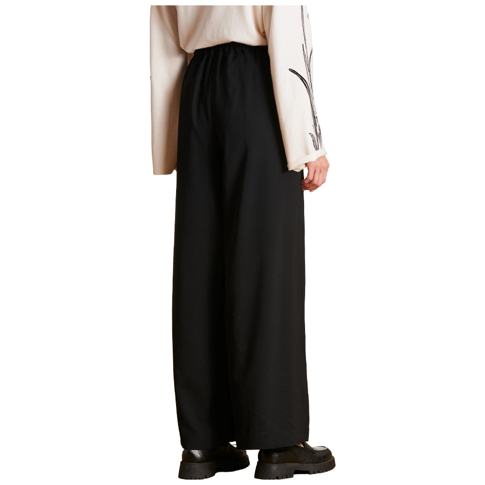 LA FEE MARABOUTEE pantalone donna nero ampio vita alta ESPO-C
