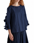 MEIMEIJ M6EA69 blusa donna blu scuro svasata Made in Italy