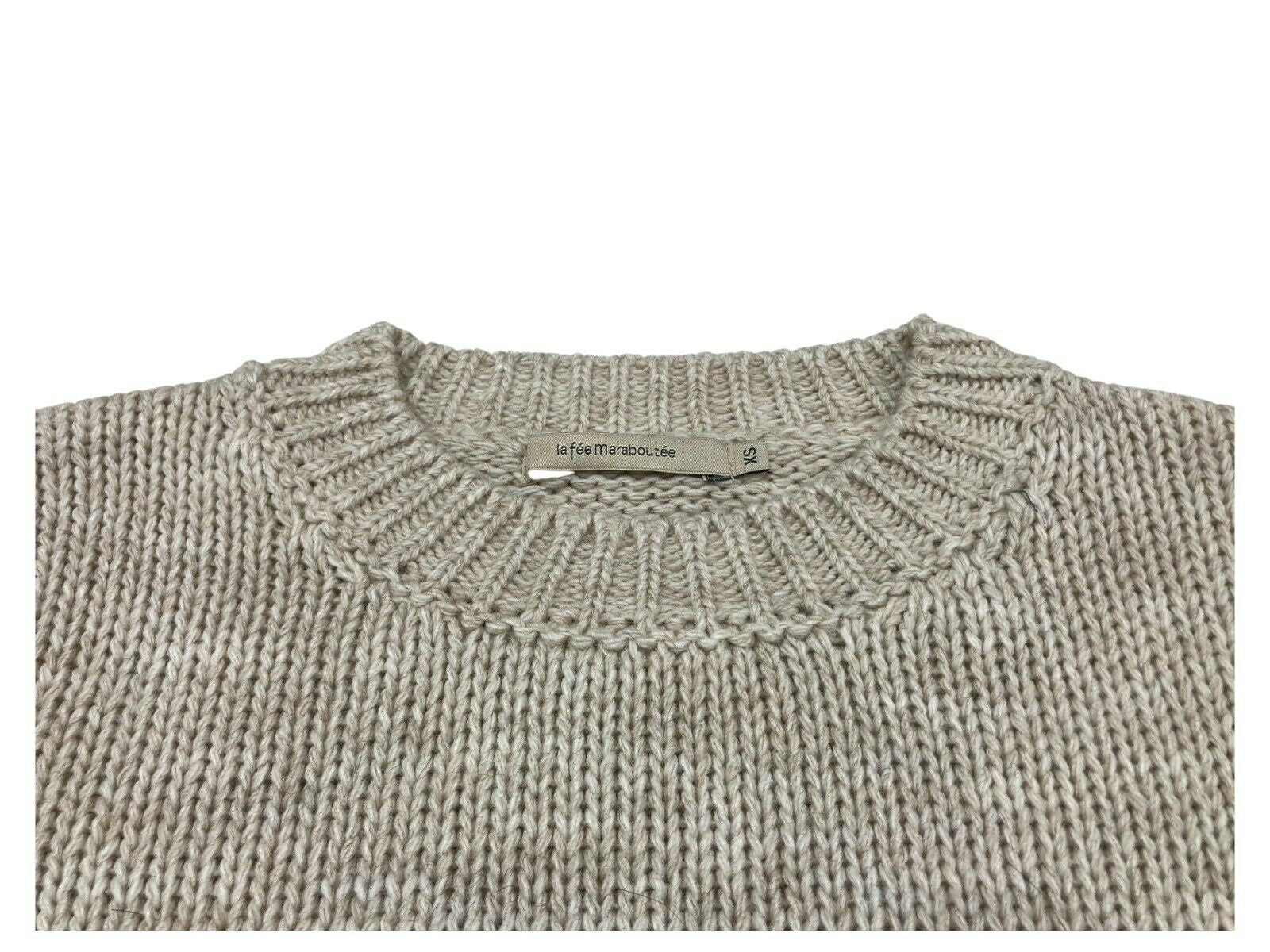 LA FEE MARABOUTEE maglia donna girocollo écru inserti azzurro/bordeaux art FB-PU-CHABADA MADE IN ITALY