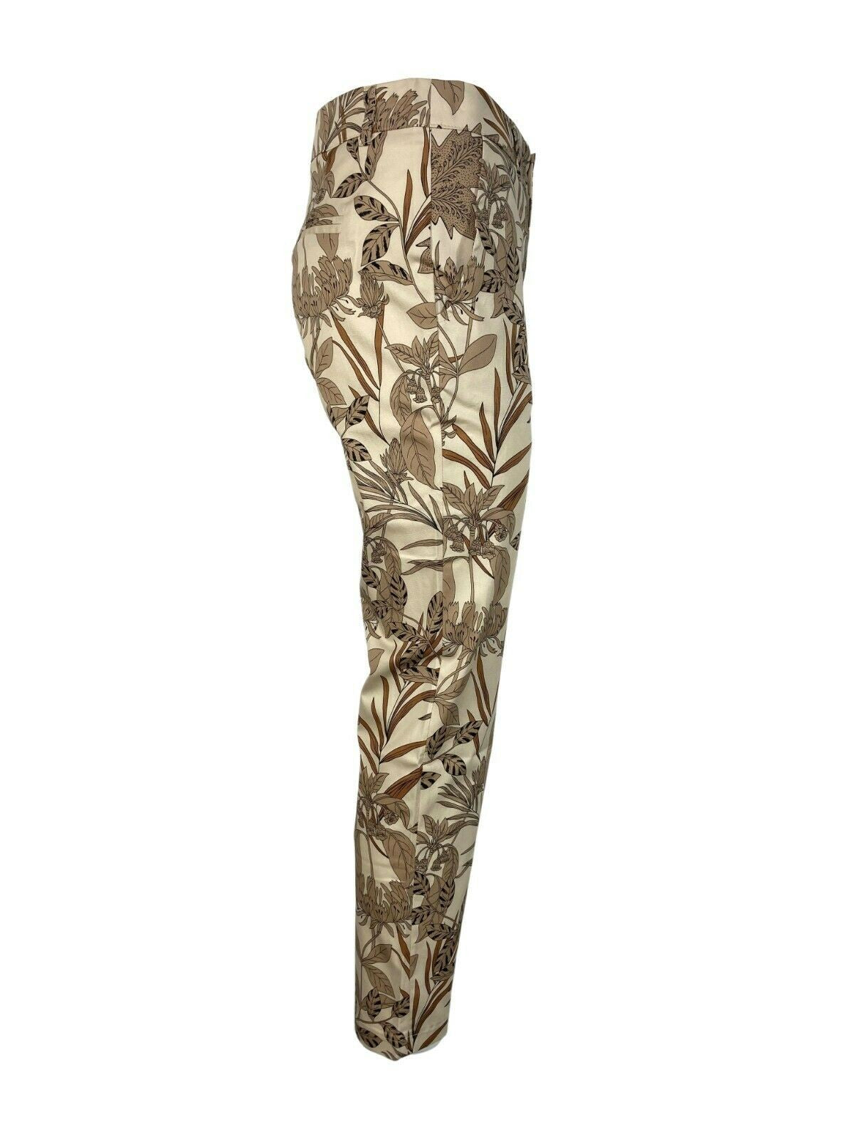 LA FEE MARABOUTEE pantalone donna fantasia floreale beige/cuoio art FA-PA-MONA 97% cotone 3% elastan MADE IN ITALY