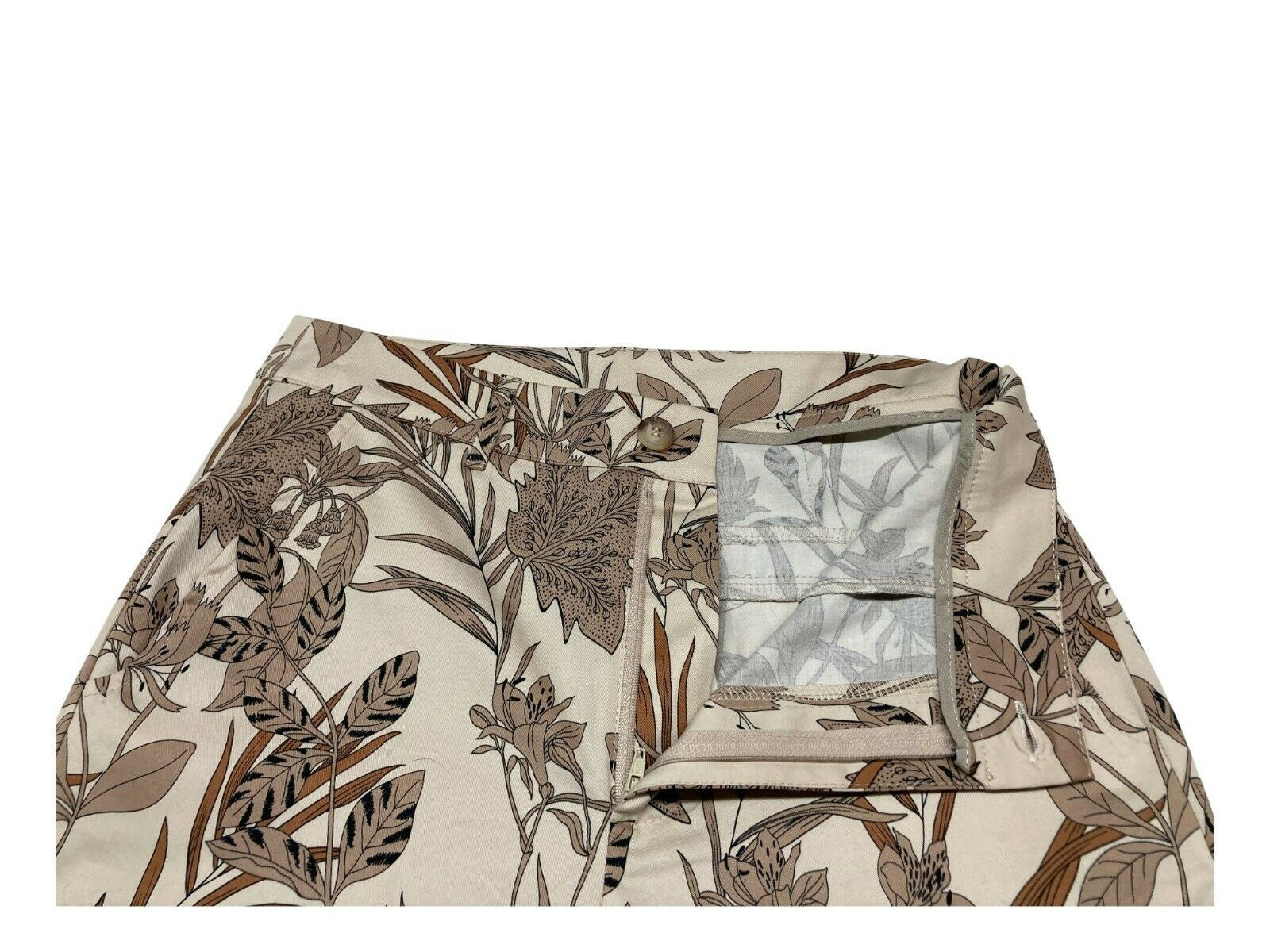 LA FEE MARABOUTEE pantalone donna fantasia floreale beige/cuoio art FA-PA-MONA 97% cotone 3% elastan MADE IN ITALY