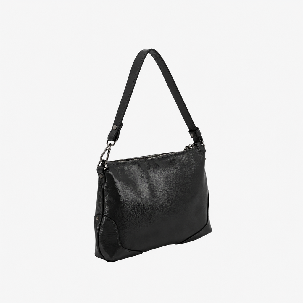RIPANI MARYAM 1381QQ Borsa a Spalla S Nera in Pelle Effetto Vernice Made in Italy