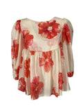 LIVIANA CONTI blusa donna fantasia floreale écru/corallo L2SU60 MADE IN ITALY