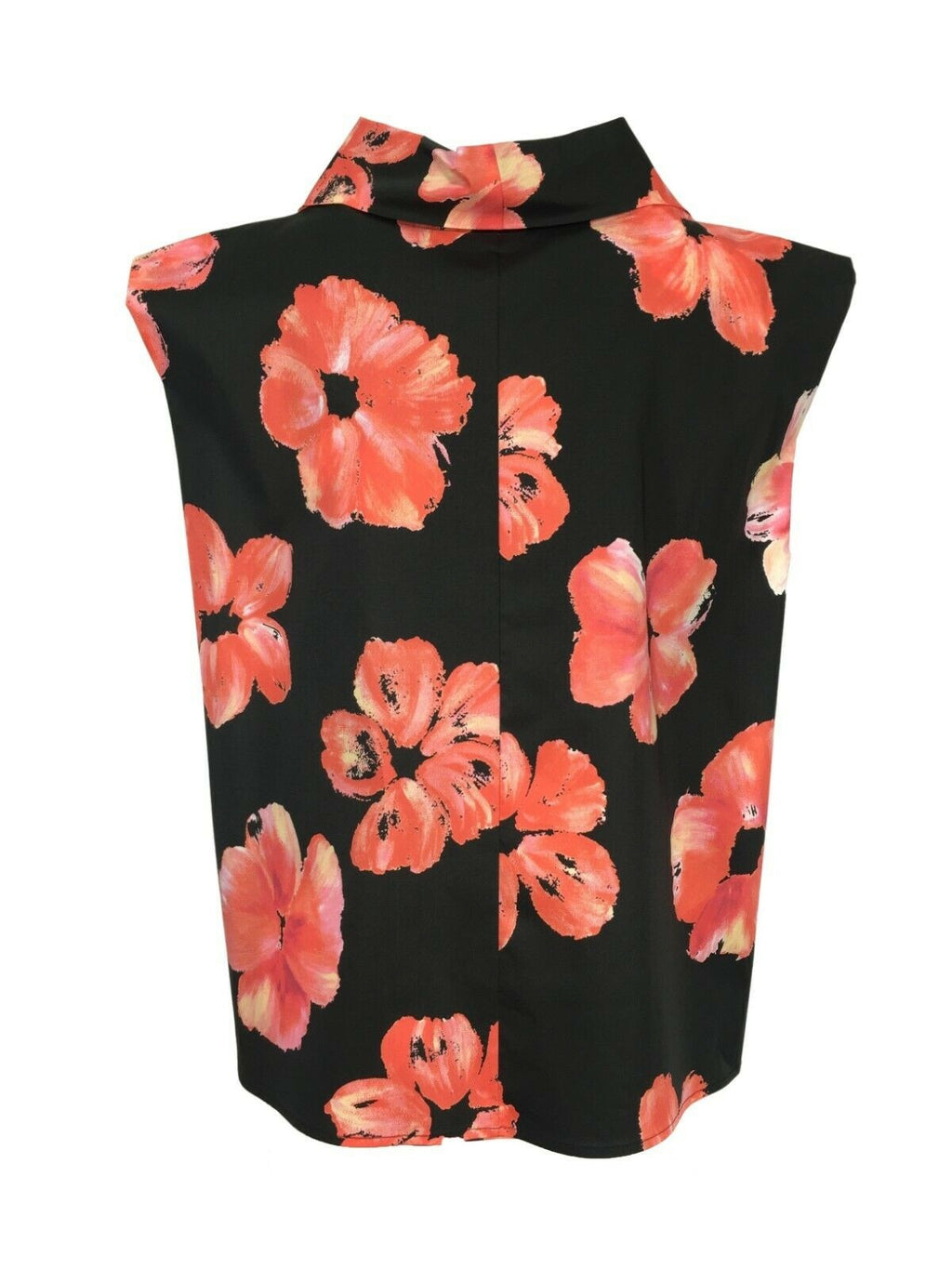 LIVIANA CONTI blusa donna nero fantasia fiori corallo over art L2SU35 cotone MADE IN ITALY
