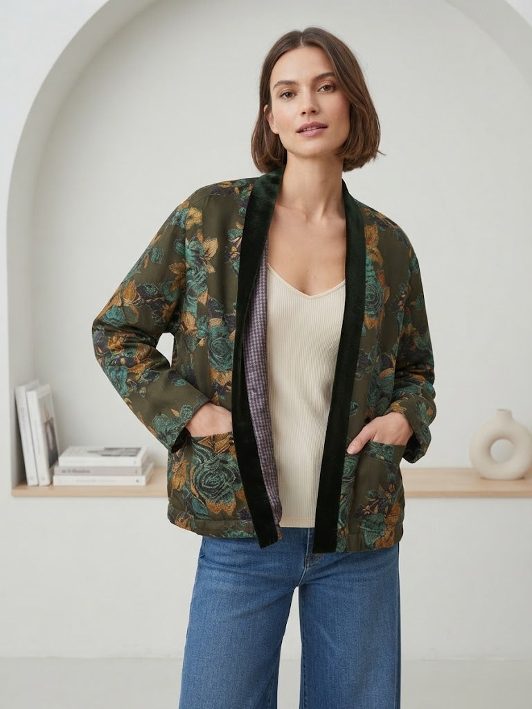 WU-SIDE Giacca Bomber Donna Militare Arancio in Seta e Viscosa