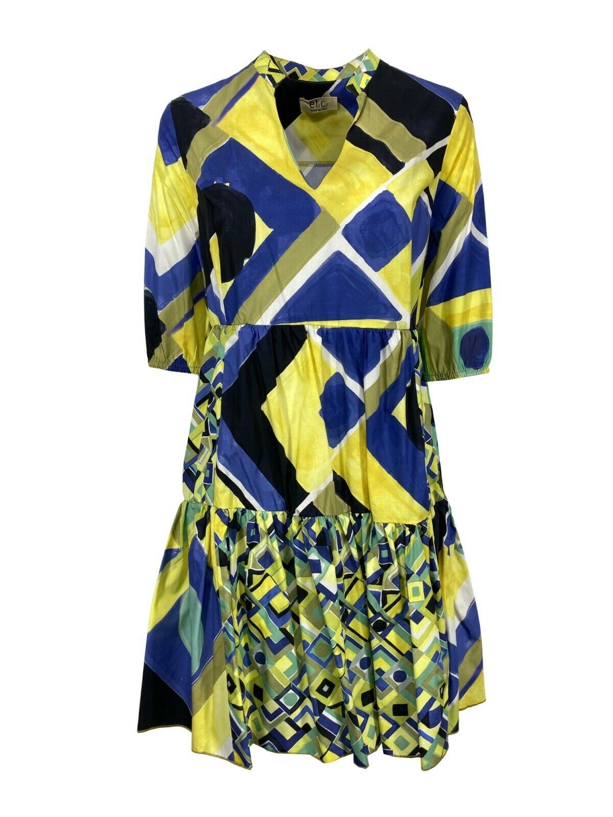 ETiCi abito donna fantasia giallo/bluette art A1/5642 100% cotone MADE IN ITALY