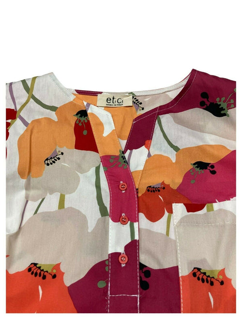 ETiCi abito donna fantasia floreale arancio/fuxia art A1/5654 100% cotone MADE IN ITALY