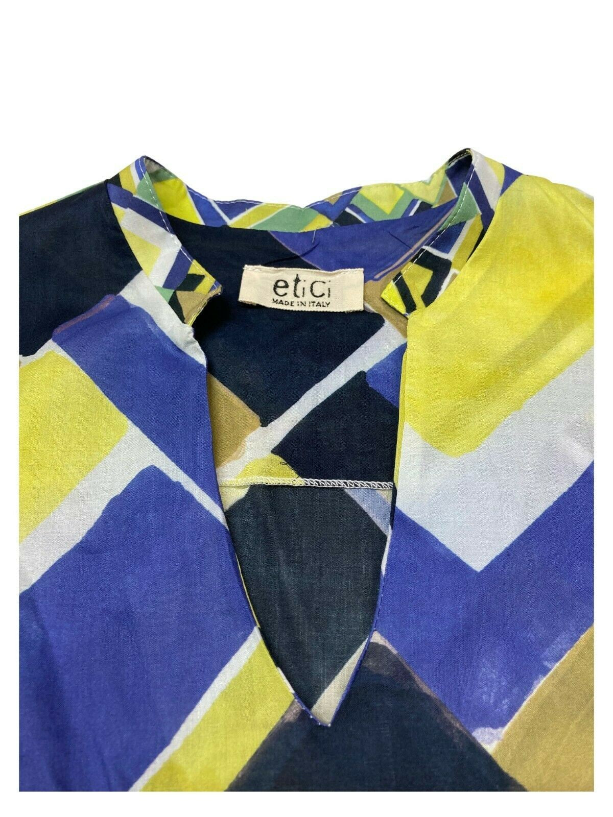 ETiCi blusa donna fantasia bluette/giallo/verde art E1/5746 100% cotone MADE IN ITALY